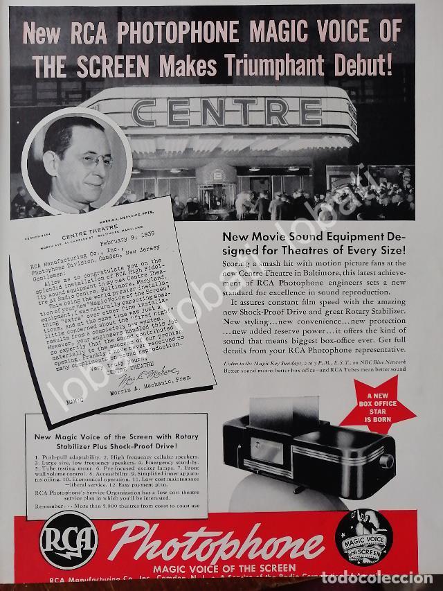 Colecionismo de cartazes: CARTEL ANTIGUO ORIGINAL DE EQUIPO DE PRYECCION PARA CINE RCA PHOTOPHONE 1939 /530 MUY RARO