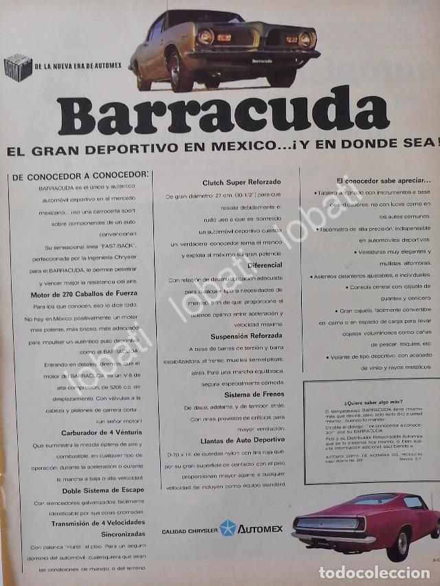Colecionismo de cartazes: CARTEL ANTIGUO ORIGINAL DE AUTOS CHRYSLER BARRACUDA 1969 /N71