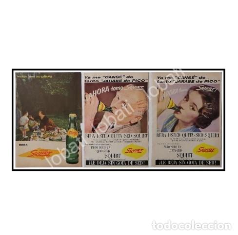 Collezionismo di affissi: CARTEL ANTIGUO ORIGINAL DE 3 MINI CARTELES REFRESCOS SQUIRT. 1961 /3