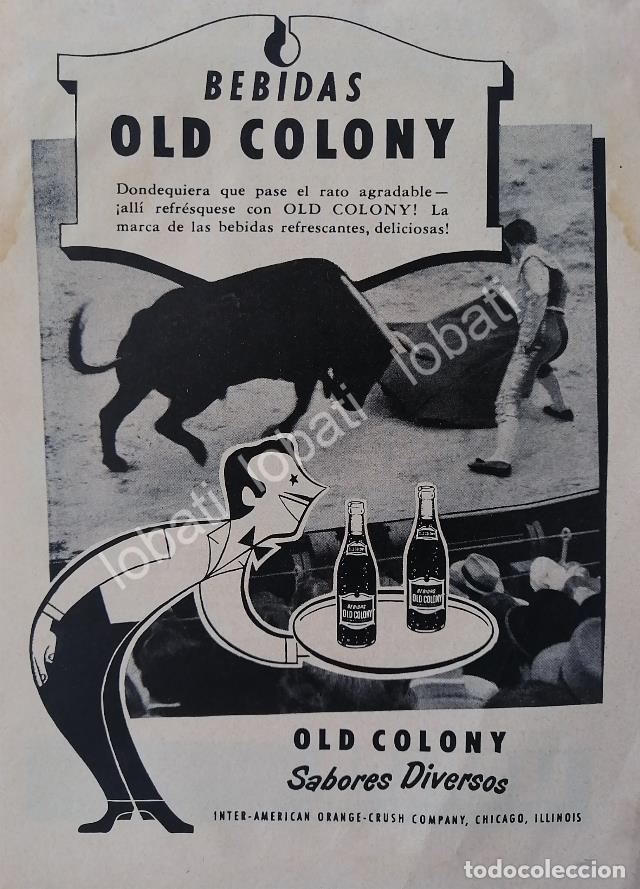Collezionismo di affissi: CARTEL ANTIGUO ORIGINAL DE MINI CARTEL REFRESCOS OLD COLONY 1940s / SUPER RARO