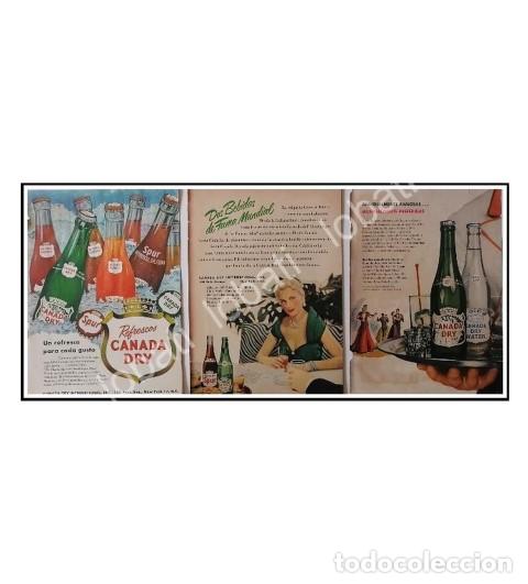 Poster collecting: CARTEL ANTIGUO ORIGINAL DE SET DE 3 MINI CARTELES REFRESCOS CANADA DRY 1940s