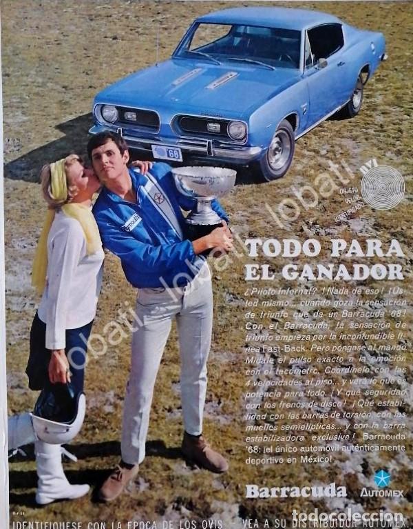 Collezionismo di affissi: CARTEL ANTIGUO ORIGINAL DE AUTOS CHRYSLER BARRACUDA 1968 / RARO