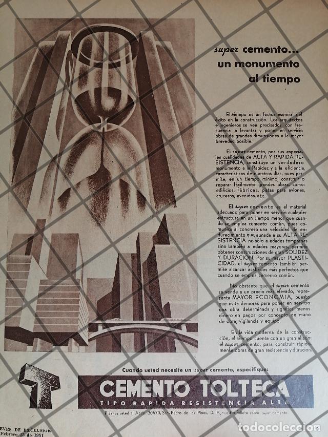 Poster collecting: CARTEL ANTIGUO ART DECO CEMENTO TOLTECA 1951 /1035