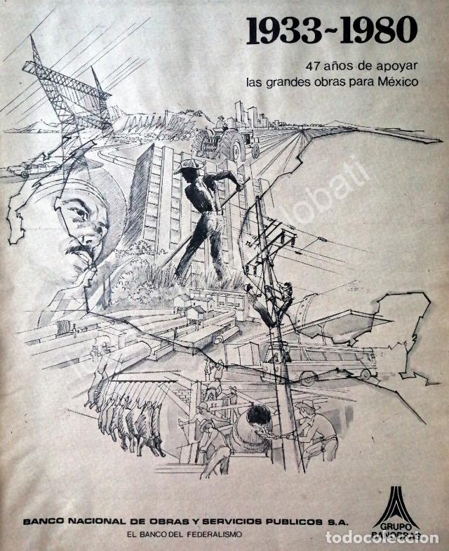 Collectionnisme d'affiches: CARTEL ANTIGUO ORIGINAL DE BANCO BANOBRAS 1980 PUBLICIDAD ARTISTICA /140