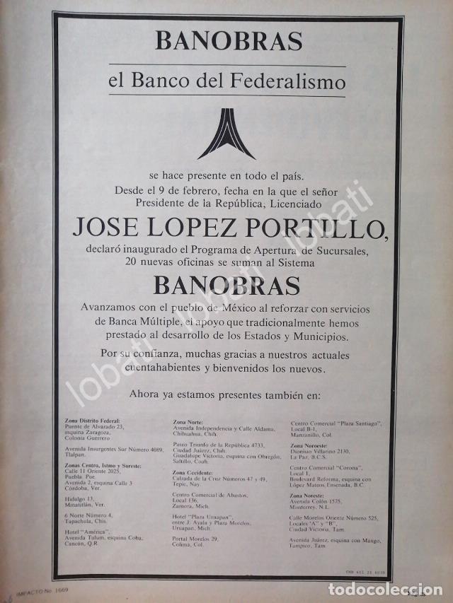 Collectionnisme d'affiches: CARTEL ANTIGUO ORIGINAL DE BANCO BANOBRAS FELICITA A LOPEZ PORTILLO 1980 /141