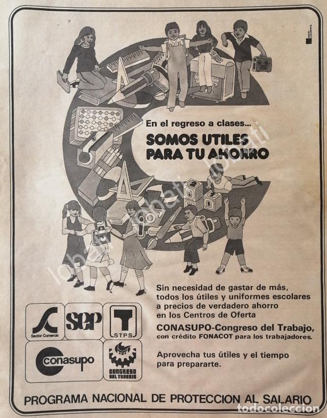Collectionnisme d'affiches: CARTEL ANTIGUO ORIGINAL DE CONASUPO Y UTILES ESCOLARES 1982 /3