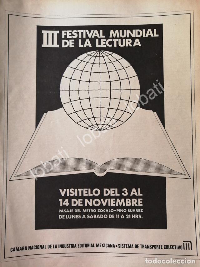 Collectionnisme d'affiches: CARTEL ANTIGUO ORIGINAL DE 3ER FESTIVAL MUNDIAL DE LECTURA 1980 /5/ RARO
