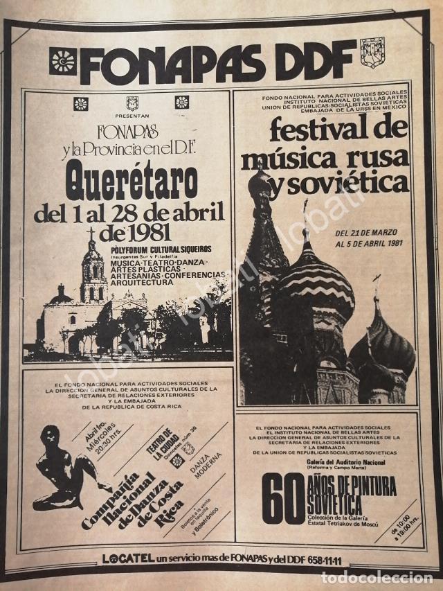 Collectionnisme d'affiches: CARTEL ANTIGUO ORIGINAL DE FONAPASS DDF EVENTOS DE ABRIL DE 1981 /6