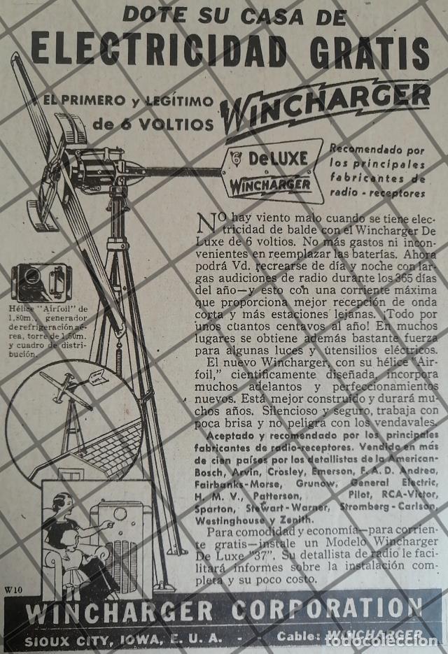 Collectionnisme d'affiches: AFICHE PUBLICITARIO ANTIGUO GENERADOR EOLICO WINCHARGER 1937