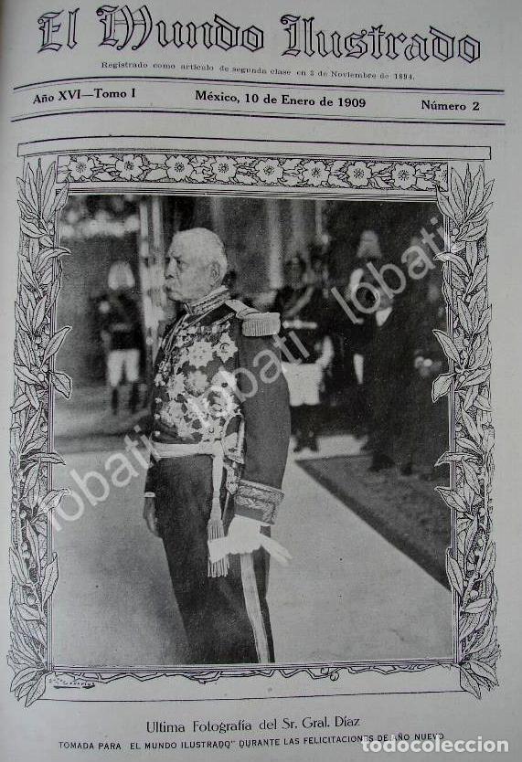 Collectionnisme d'affiches: CARTEL ANTIGUO ORIGINAL DE PORTADA. PORFIRIO DIAZ A&Ntilde;O NUEVO DE 1909