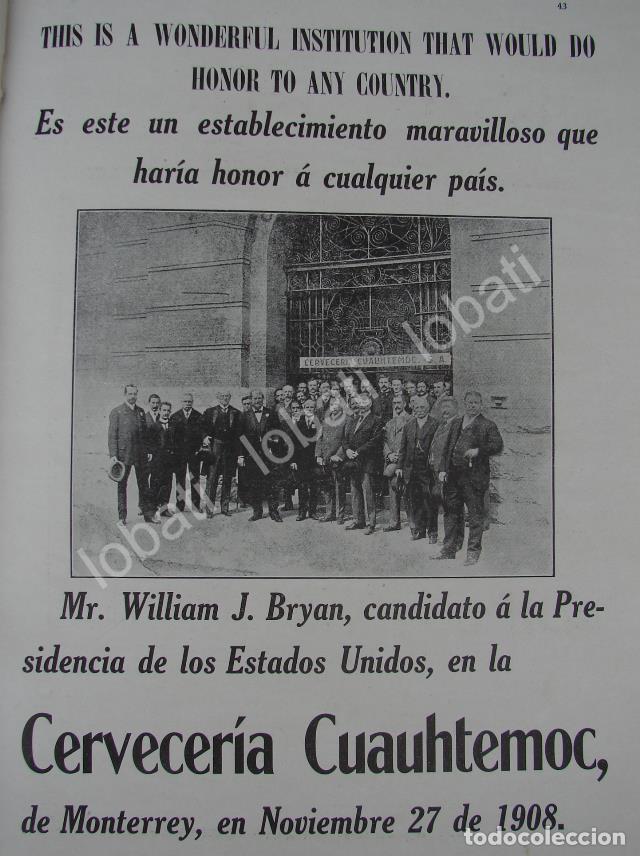 Collectionnisme d'affiches: CARTEL ANTIGUO ORIGINAL DE WILLIAM BRYAN EN LA CERVECERIA CUAUHTEMOC 1908 / SUPER RARO
