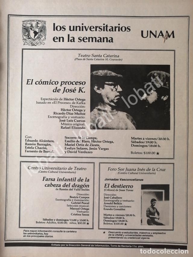 Collectionnisme d'affiches: CARTEL ANTIGUO ORIGINAL DE UNAM TEATRO. EL COMICO PROCESO DE JOSE K. 1982 /16