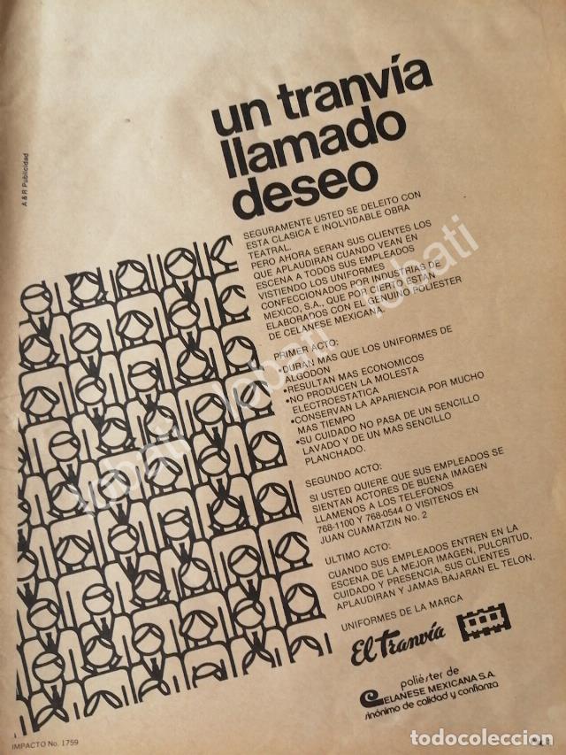 Collectionnisme d'affiches: CARTEL ANTIGUO ORIGINAL DE CELANESE MEXICANA S.A UNIFORMES EL TRANVIA 1983