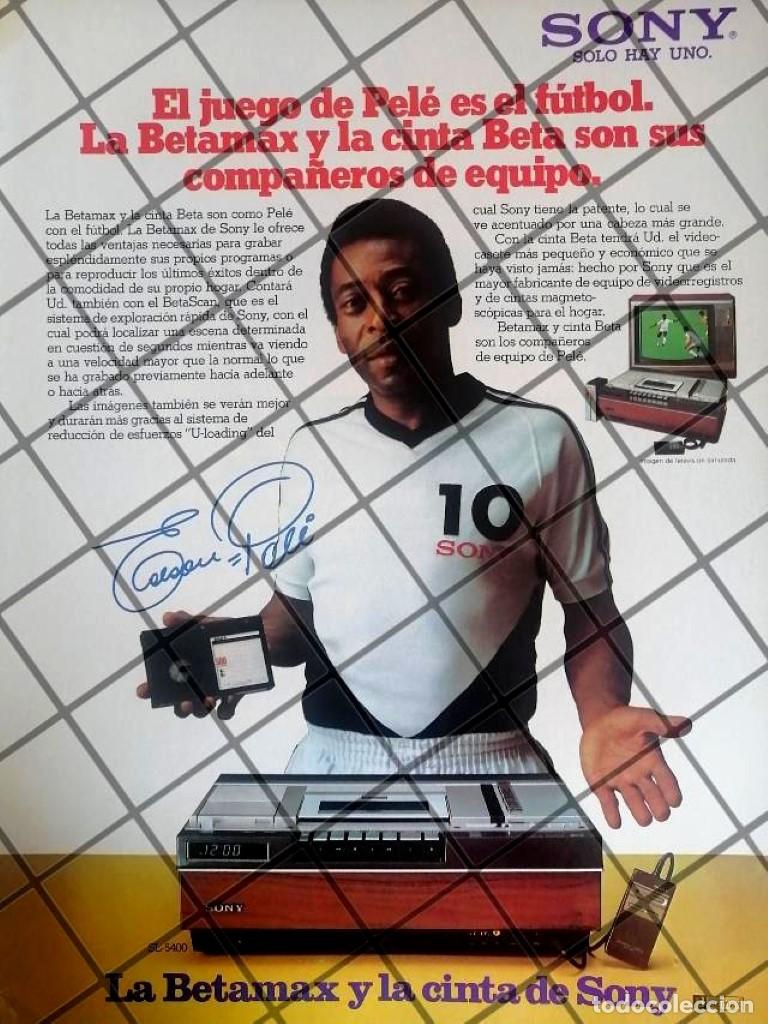 Collectionnisme d'affiches: CARTEL RETRO FUTBOLISTA PELE Y SONY BETAMAX 1981