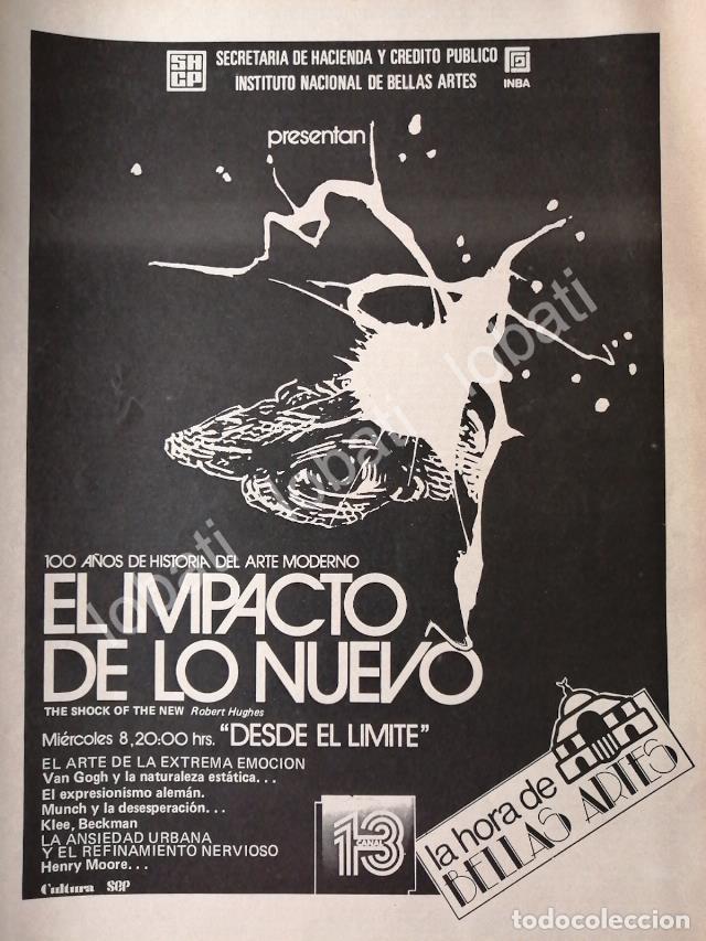 Collectionnisme d'affiches: CARTEL ANTIGUO ORIGINAL DE INBA. EL IMPACTO DE LO NUEVO DE ROBERT HUGHES 1981 Y OTROS