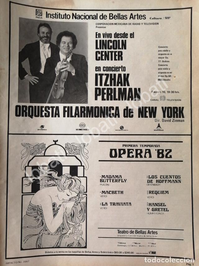 Poster collecting: CARTEL ANTIGUO ORIGINAL DE INBA. ORQUESTA FILARMONICA DE NEW YORK & OPERA 1982