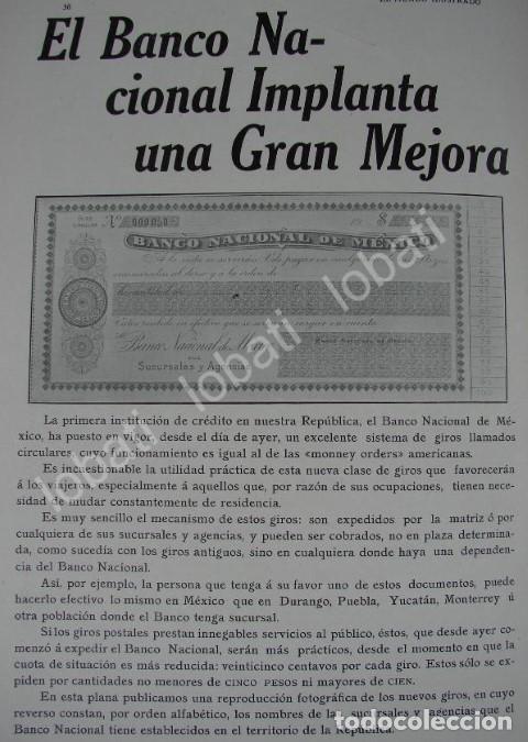 Poster collecting: CARTEL ANTIGUO ORIGINAL DE BANCO DE MEXICO Y PRIMER CHEQUE EN MEXICO 1909