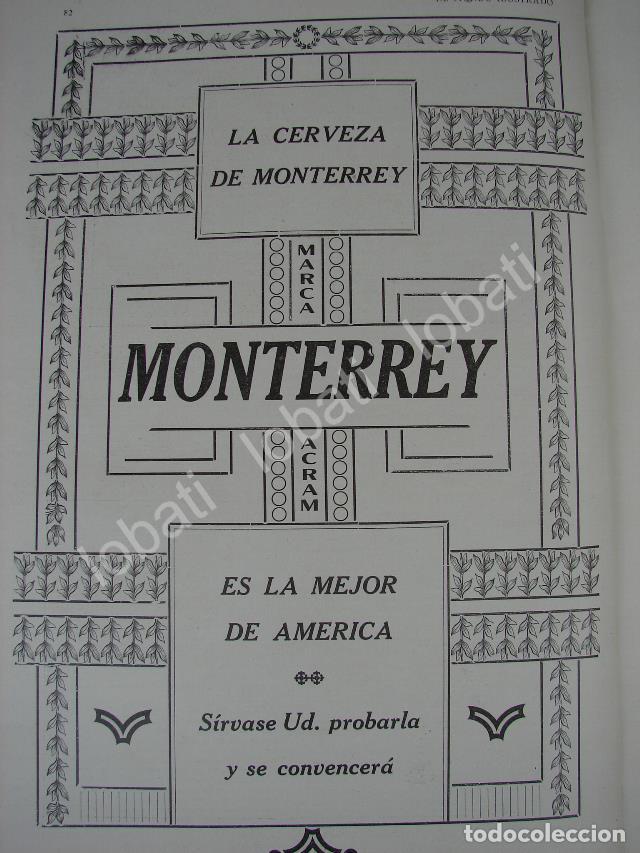 Poster collecting: CARTEL ANTIGUO ORIGINAL DE CERVEZA MONTERREY 1909 CERVECERIA CUAUHTEMOC