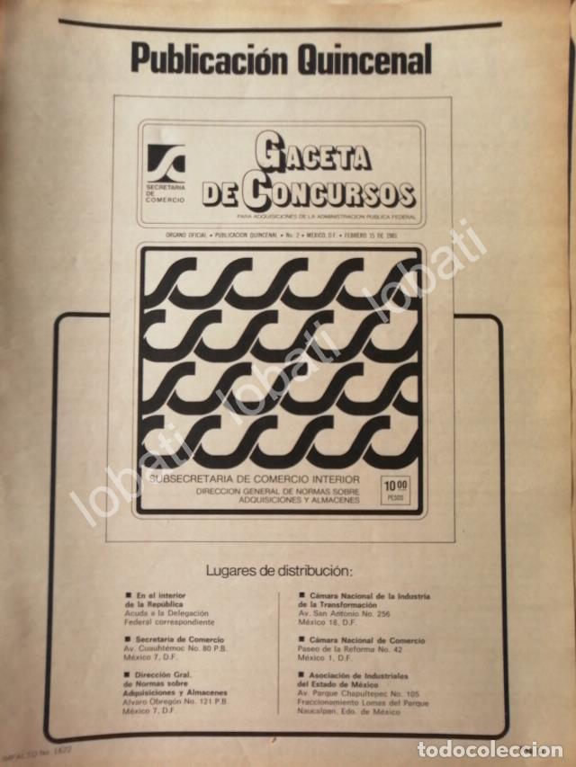 Poster collecting: CARTEL ANTIGUO ORIGINAL DE SECRETARIA DE COMERCIO 1981 GACETA DE CONCURSOS /27