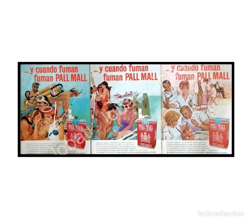 Poster collecting: CARTEL ANTIGUO ORIGINAL DE SET DE 3 AFICHES CIGARROS PALL MALL 1964 /T227