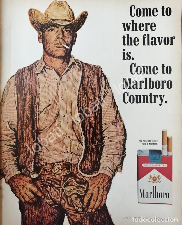 Poster collecting: CARTEL ANTIGUO ORIGINAL DE CIGARROS MARLBORO 1970 /T243 / RARO