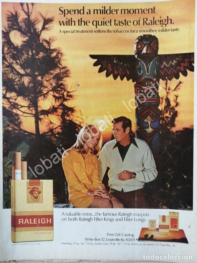 Poster collecting: CARTEL ANTIGUO ORIGINAL DE CIGARROS RALEIGH 1970 /T271