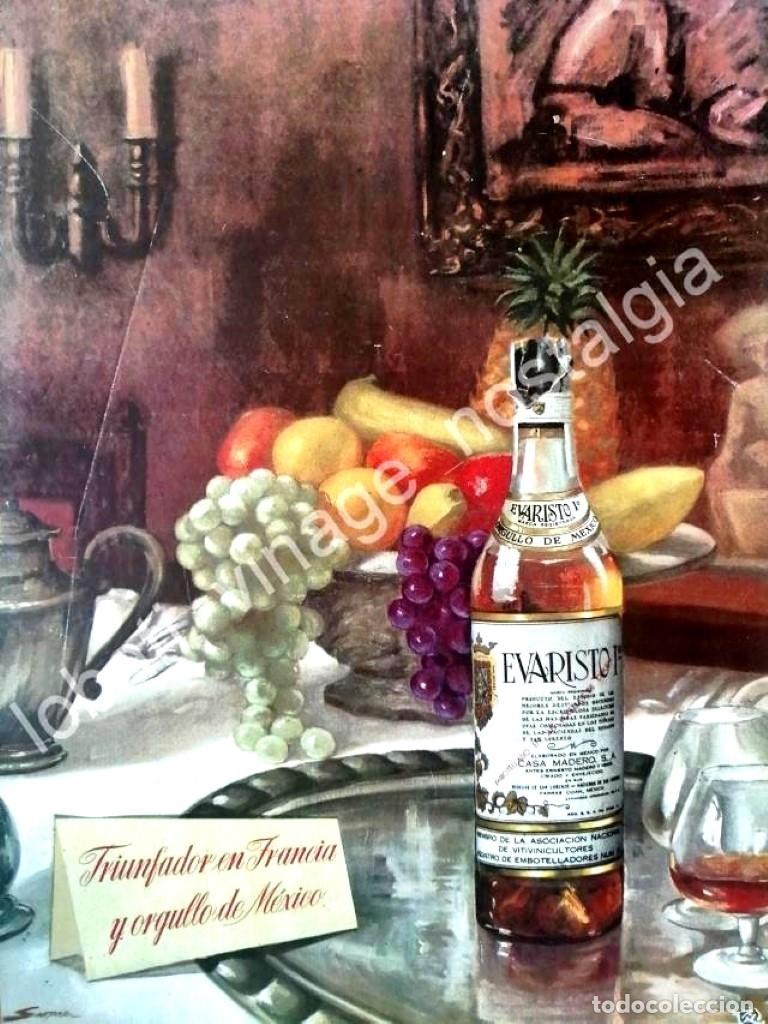 Poster collecting: CARTEL ANTIGUO ORIGINAL DE COGNAC EVARISTO 1956 CASA MADERO /V260