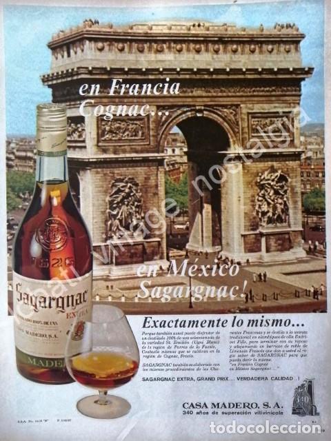 Poster collecting: CARTEL ANTIGUO ORIGINAL DE BRANDY SAGARGNAC 1967 CASA MADERO /V263 RARO