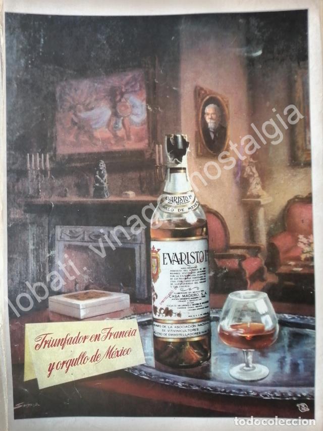Poster collecting: CARTEL ANTIGUO ORIGINAL DE BRANDY EVARISTO No 1. 1956 /V269 PUBLICIDAD ARTISTICA