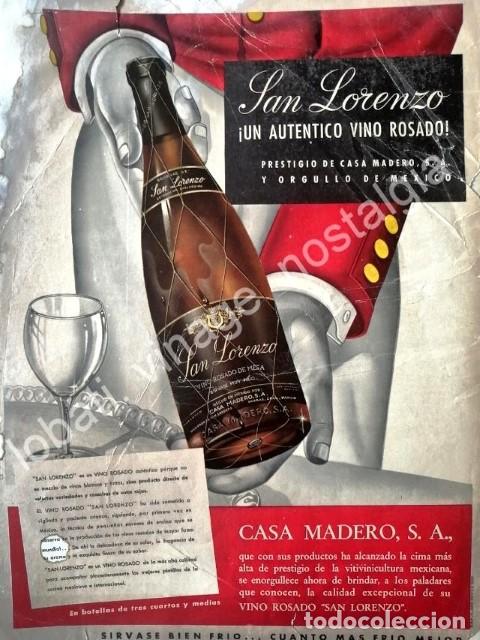 Poster collecting: CARTEL ANTIGUO ORIGINAL DE VINO SAN LORENZO 1958 CASA MADERO /V273
