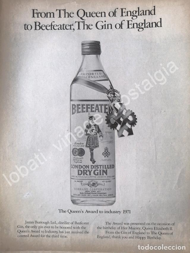 Collectionnisme d'affiches: CARTEL ANTIGUO ORIGINAL DE GINEBRA BEEFEATER 1960s /V313