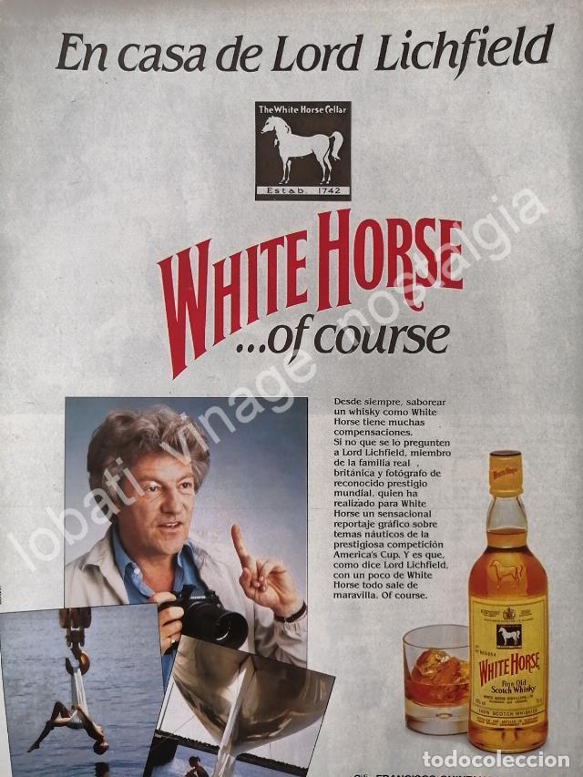 Collectionnisme d'affiches: CARTEL ANTIGUO ORIGINAL DE WHISKY WHITE HORSE 1980s /V315