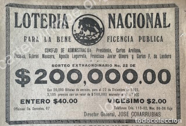 Collectionnisme d'affiches: CARTEL ANTIGUO ORIGINAL DE LOTERIA NACIONAL. 1922 /104