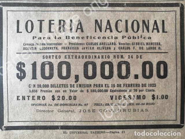 Collectionnisme d'affiches: CARTEL ANTIGUO ORIGINAL DE LOTERIA NACIONAL. 1922 /106