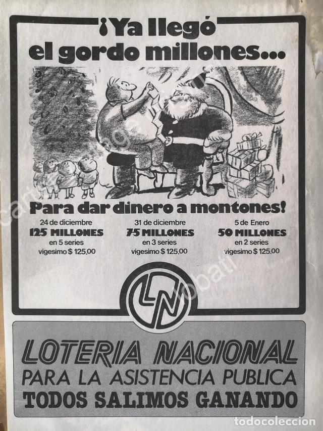 Collectionnisme d'affiches: CARTEL ANTIGUO ORIGINAL DE LOTERIA NACIONAL. DIBUJO DE ABEL QUEZADA 1970s /115