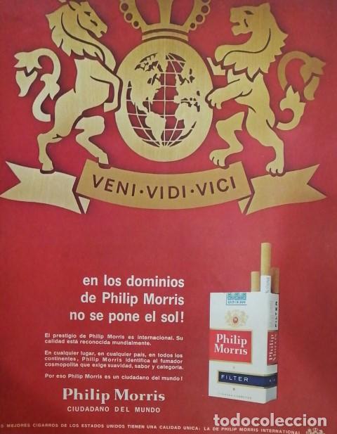 Collectionnisme d'affiches: CARTEL ANTIGUO ORIGINAL DE CIGARROS PHILIP MORRIS 1970s /T272