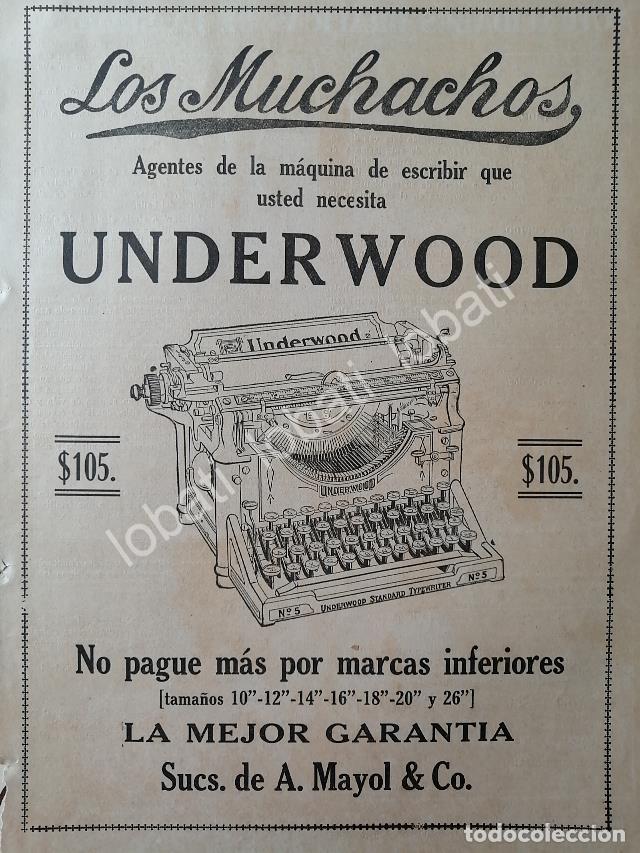 Collectionnisme d'affiches: CARTEL ANTIGUO ORIGINAL DE MAQUINAS DE ESCRIBIR UNDERWOOD No.5 - 1920 /25/RARO