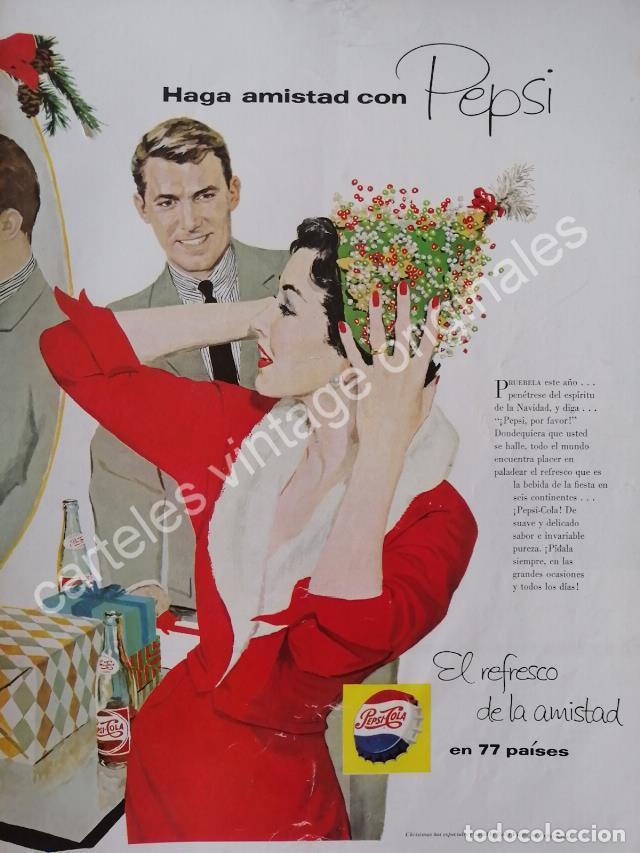 Collectionnisme d'affiches: CARTEL ANTIGUO ORIGINAL DE PEPSI 1958 / DIBUJO DE. SALLY VICTOR