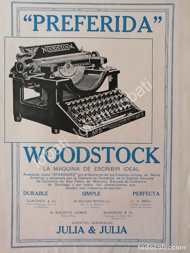 Collectionnisme d'affiches: CARTEL ANTIGUO ORIGINAL DE MAQUINAS DE ESCRIBIR WOODSTOCK No 5. / 1920 /29 MUY RARO