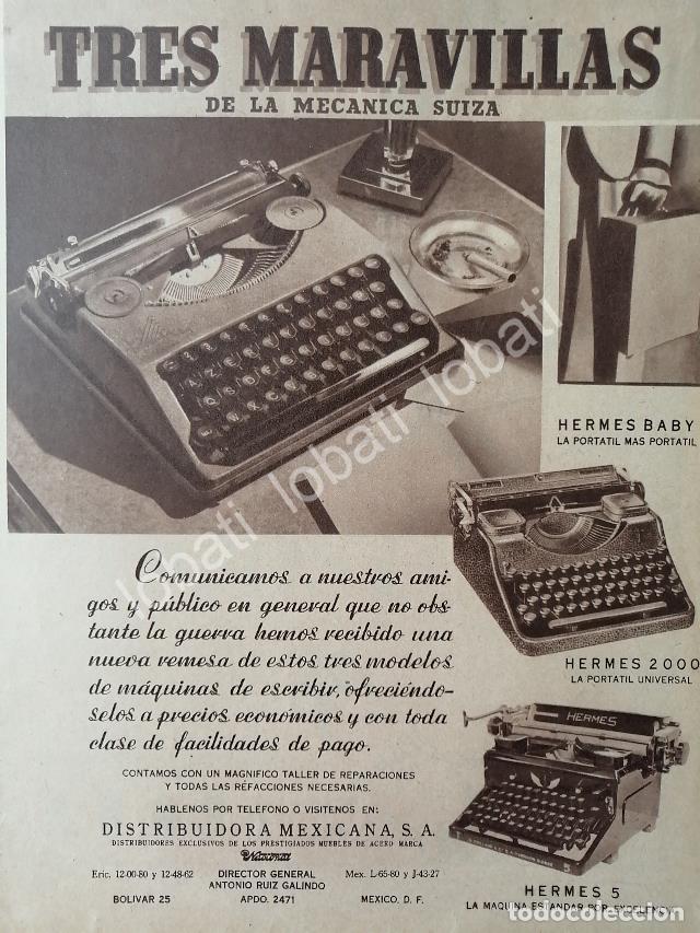 Collectionnisme d'affiches: CARTEL ANTIGUO ORIGINAL DE MAQUINAS DE ESCRIBIR HERMES 1940s /30 RUIZ GALINDO