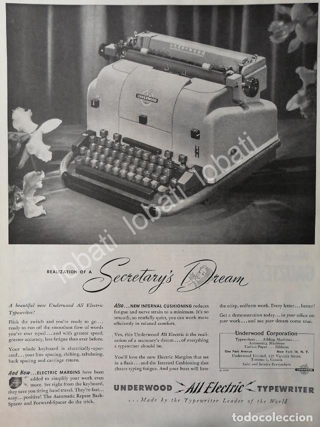 Collectionnisme d'affiches: CARTEL ANTIGUO ORIGINAL DE MAQUINAS DE ESCRIBIR UNDERWOOD ALL ELECTRIC 1950 /32