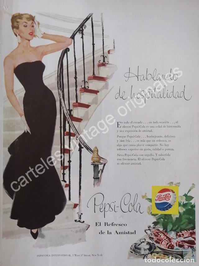 Collectionnisme d'affiches: CARTEL ANTIGUO ORIGINAL DE PEPSI 1956. PUBLICIDAD ARTISTICA /11