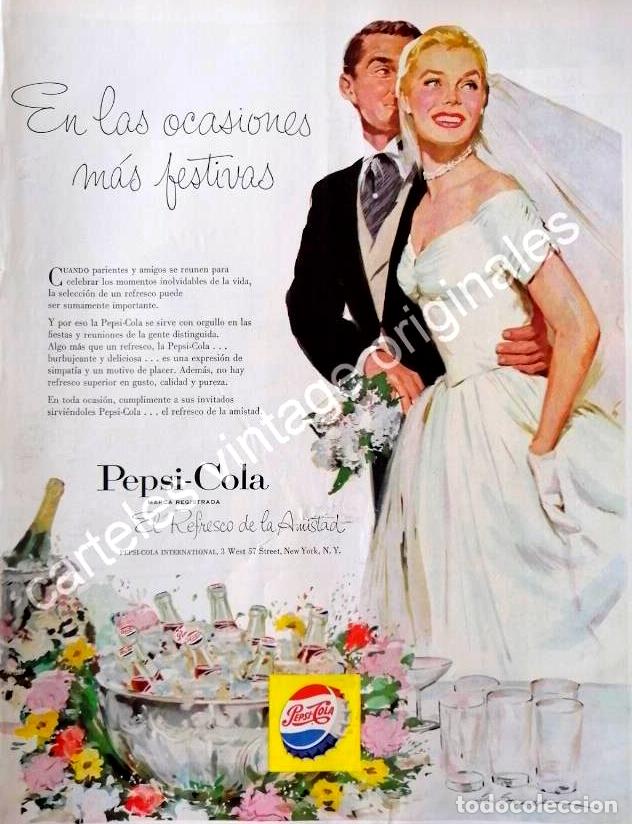 Collectionnisme d'affiches: CARTEL ANTIGUO ORIGINAL DE PEPSI 1956. DIBUJO DE LEN STECKLER