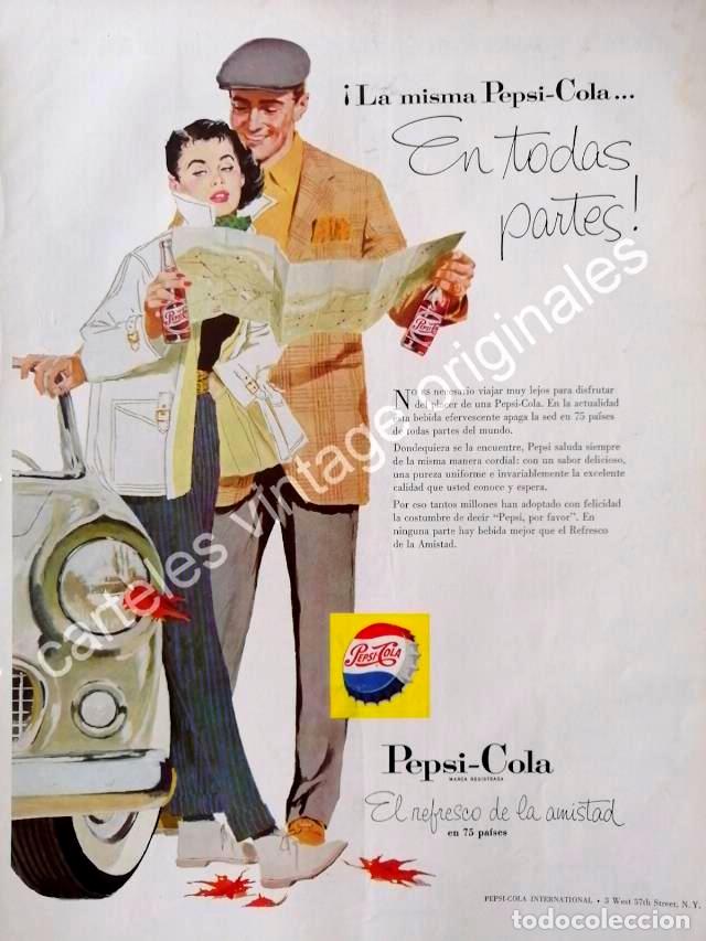 Collectionnisme d'affiches: CARTEL ANTIGUO ORIGINAL DE PEPSI 1957. PUBLICIDAD ARTISTICA /17