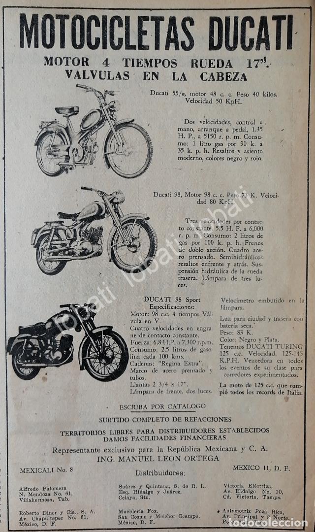 Collectionnisme d'affiches: CARTEL ANTIGUO ORIGINAL DE MOTOCICLETAS DUCATI 1956 DE MANUEL LEON ORTEGA /RARO