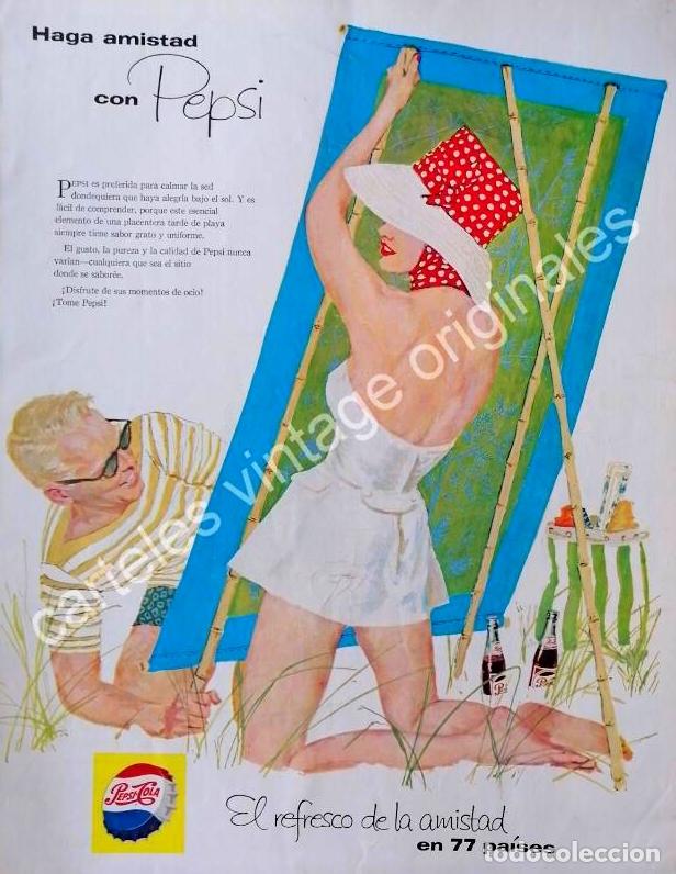 Collectionnisme d'affiches: CARTEL ANTIGUO ORIGINAL DE PEPSI 1956. PUBLICIDAD ARTISTICA /22