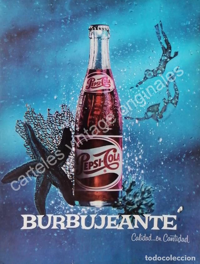 Collectionnisme d'affiches: CARTEL ANTIGUO ORIGINAL DE PEPSI 1962 BURBUJEANTE