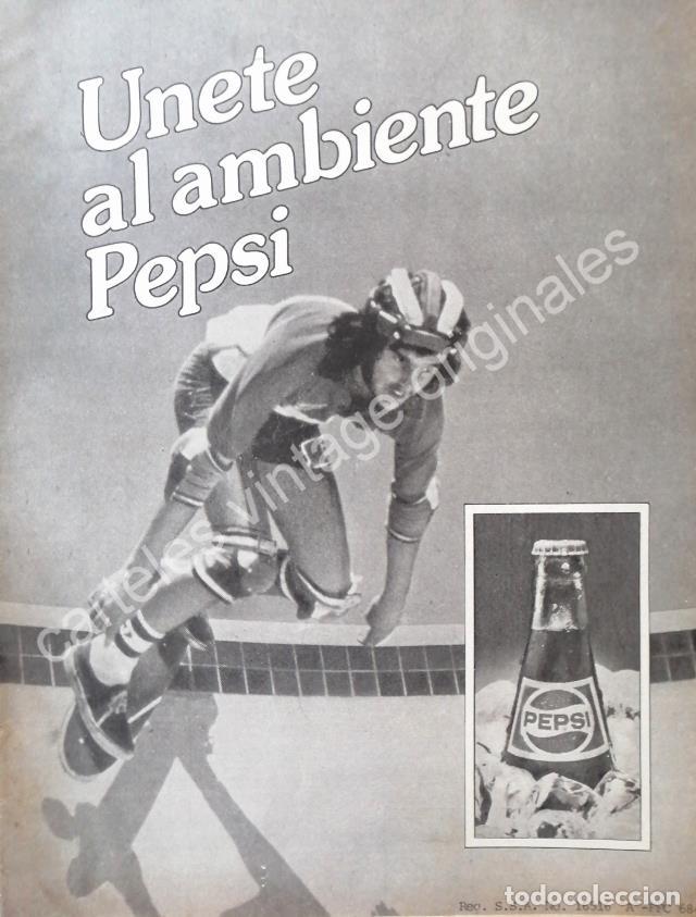 Collectionnisme d'affiches: CARTEL ANTIGUO ORIGINAL DE PEPSI 1976 UNETE AL AMBIENTE PEPSI