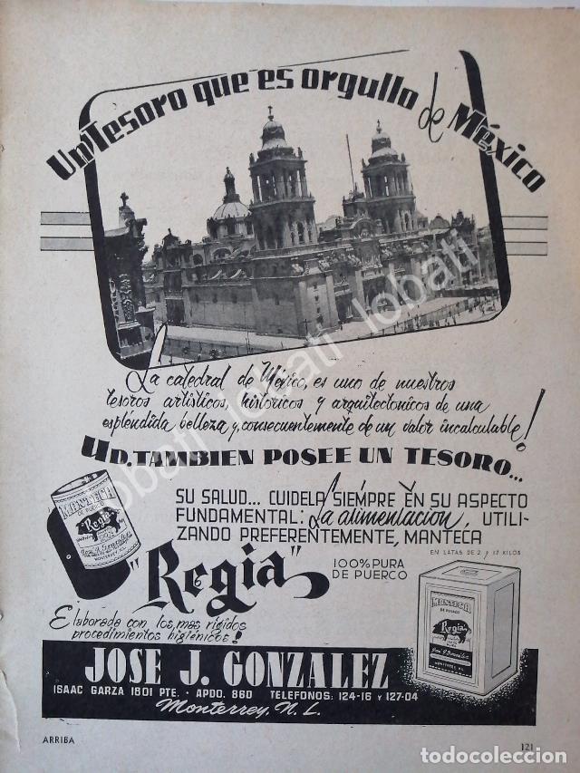 Collectionnisme d'affiches: CARTEL ANTIGUO ORIGINAL DE MANTECA REGIA DE JOSE G. GONZALEZ 1943 /18 MONTERREY