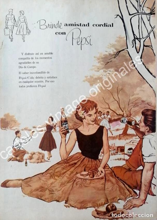 Collectionnisme d'affiches: CARTEL ANTIGUO ORIGINAL DE PUBLICIDAD RETRO DE PEPSI 1958 PUBLICIDA ARTISTICA